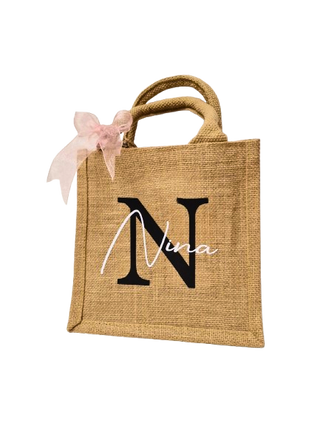 Jute Mini Bag - Personalised with Name